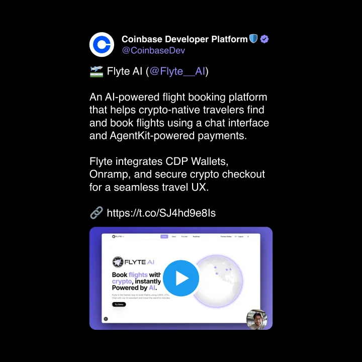 Coinbase Developer Platform post about Flyte